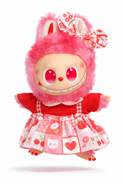 OEM Jucarie de plus breloc - tip Labubu - 15 cm - imbracat in rochita colorat...