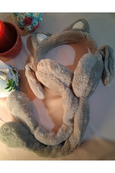 TwinRoots Peluş Tavşanlı Oynar Kulaklı Kedi Kulaklı Hareketli Kulaklık