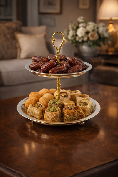 genernic Elegant two-tier round serving stand for sweets and dates