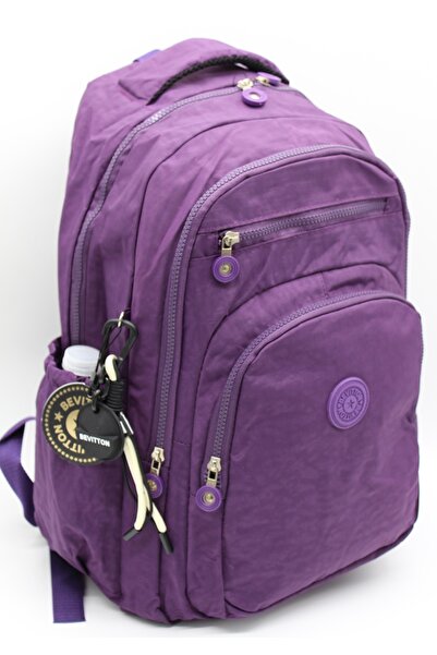 Bevitton Geantă de școală din material impermeabil, unisex, mov, rucsac de șc...