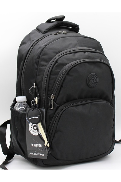 Bevitton 34600 Su Geçirmez Kumaş Okul Çantası Unisex Okul Sırt Çantası Siyah