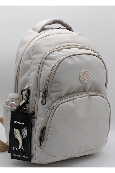 Bevitton Unisex Μπεζ αδιάβροχη υφασμάτινη σχολική τσάντα καθημερινή σχολική τ...