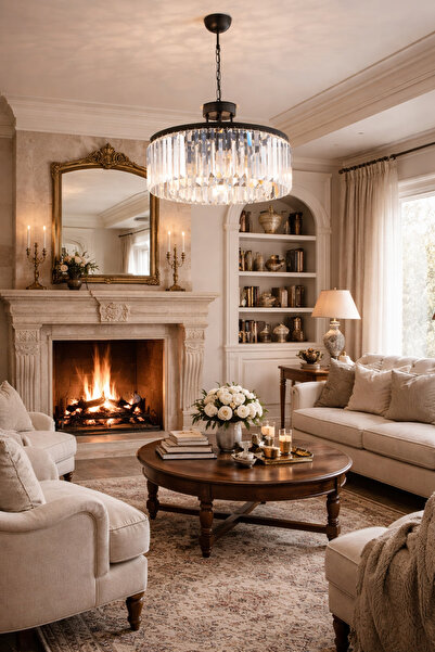 HubRom KANVAS 3450-08-BLL Μαύρος Κρυστάλλινος Πολυέλαιος 45x70 εκ. 8xE14 Μέγ....