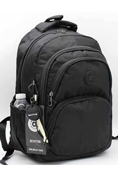Bevitton 34600 Su itici Kumaş Okul Çantası Unisex Okul Sırt Çantası Siyah
