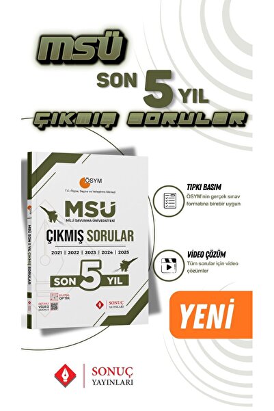 Sonuç Yayınları 2026 MSÜ Çıkmış Soru Tıpkı Basım (2025-2024-2023-2022-2021 Yı...