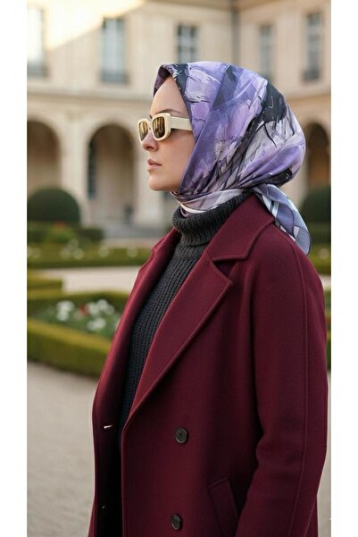 ESSLERA وشاح ناعم من Roze Desen Purple قطن - لا يحتاج إلى إبرة ولا ينزلق