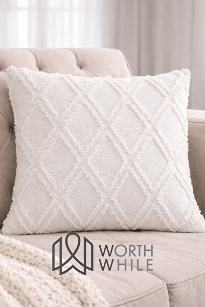 WorthWhile Vera Şönil Kırlent Kılıfı – Ekru 43x43 cm (50x50 - 30x50 – 40x60 Ö...