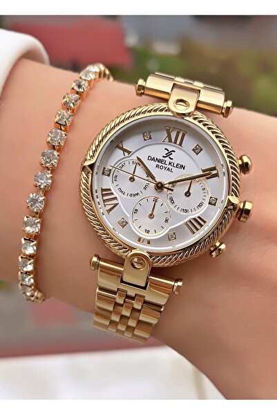 Daniel Klein Gold Color Original Steel Case 2 Years Warranty Women's Wristwat...