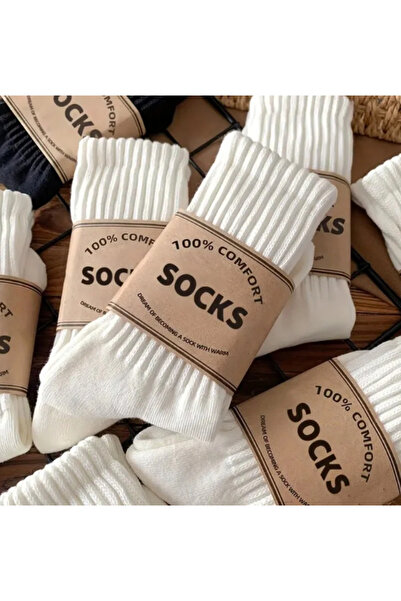 SANTO LEO 6 Çift Pamuklu Çorap- Tenis - Kolej -Soket -Beyaz Çorap- Rahat Çora...
