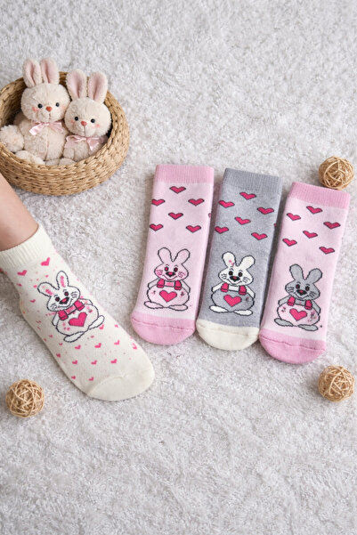 EFİLACCESSORİES 4 LÜ KAYDIRMAZ TABANLI HAVLU KIŞLIK KIZ ÇOCUK ÇORAP