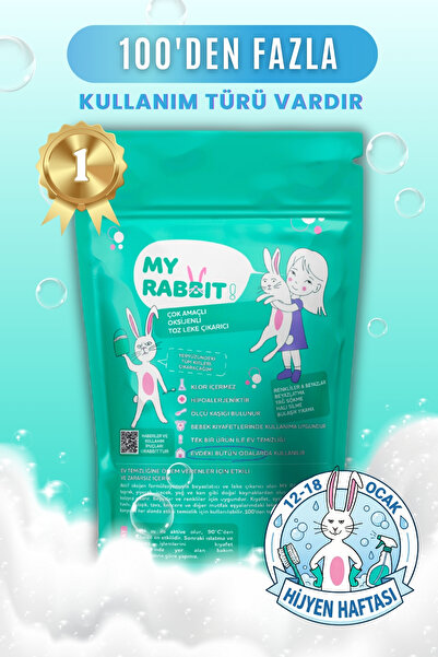 My Rabbit! Çamaşır Ve Yüzey Için Çok Amaçlı Oksijenli Toz Leke Çıkarıcı ve be...