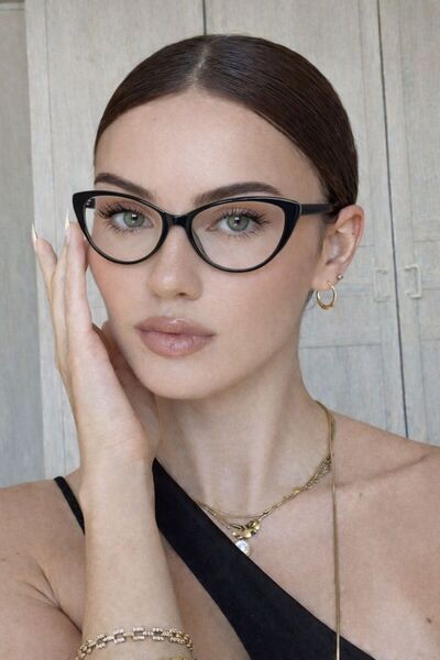 Hills Sunglasses نظارات HILLS BREEL CAT بإطار أسود صغيرة الحجم، نظارات شفافة ...