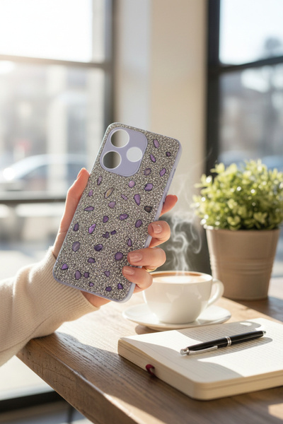 batuteknoloji Xiaomi Redmi 13 BatuTeknoloji Kırçıllı Milena Taşlı Silikon Kılıf