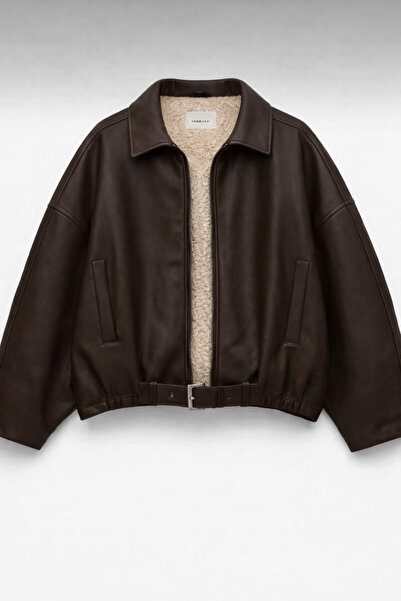 çerme New Season Fur-Lined Women's Belted Leather Jacket