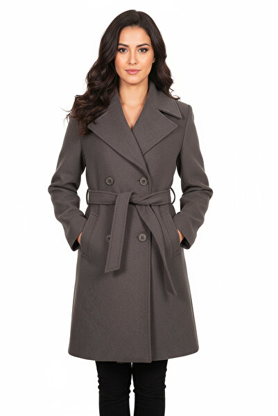 Soydan Güner Kadın Yünlü Kısa Kruvaze Kaban Toprak 1480