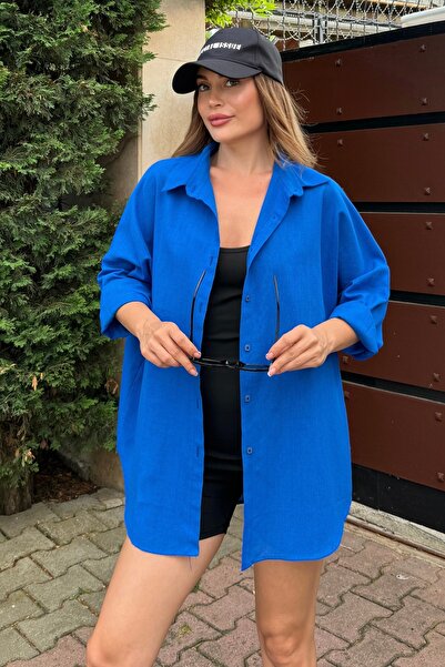 bb butik basic Πουκάμισο από λινό βαμβάκι 100% μονή τσέπη - Loose BB-KU3435