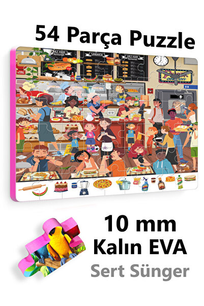 EVAKANCA 54 Parçalı Kalın Puzzle Yapboz Restoran