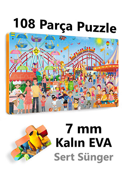 EVAKANCA 108 Parçalı Kalın Puzzle Yapboz Lunapark