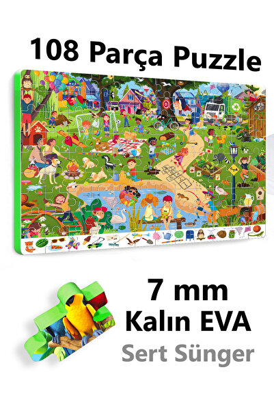 EVAKANCA 108 Parçalı Ara-Bul Kalın Çocuk Puzzle Yapboz Piknik
