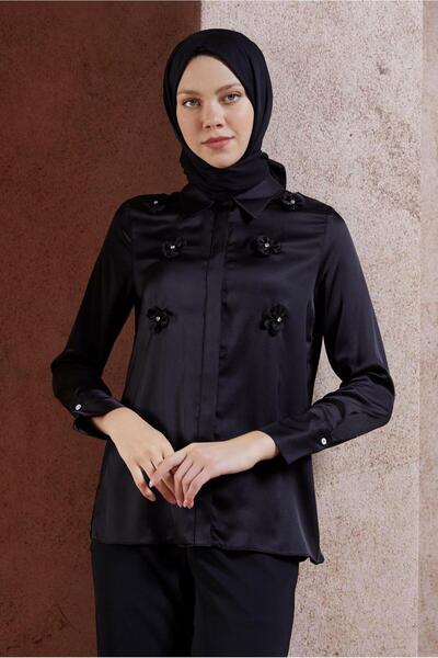 Alvina Σατέν Μπλούζα - Λεπτομέρεια λουλουδιών, Μοντέλο 44632