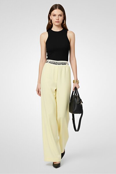 Stella McCartney Women Regular Fit Plain Flare Pants, Yellow
