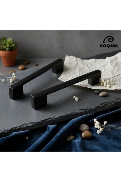 KOÇSAN Çift Delikli Siyah 160-192 Mm Metal Köprü Kulp, Lüks Country Mutfak Mo...