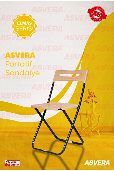 ASVERA Elmas Serisi - Mutfak Bahçe Kamp Sandalyesi Katlanabilir Siyah