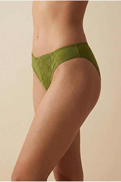 DE JUMO Women's Lace Detailed Front Panties Green