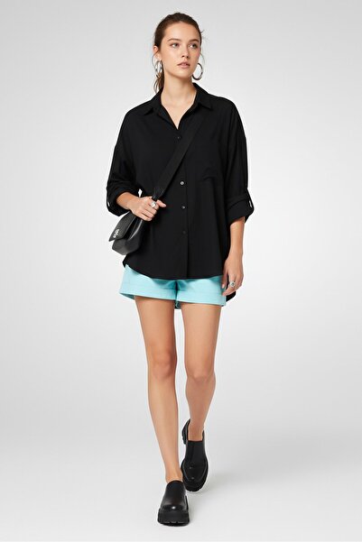 ETRO Women Textured Basic Shorts, Turquoise