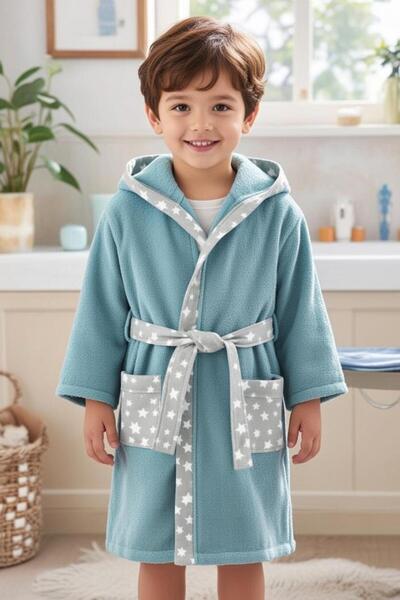 Touch KAPŞONLU KIZ ERKEK ÇOCUK BORNOZU PAMUKLU