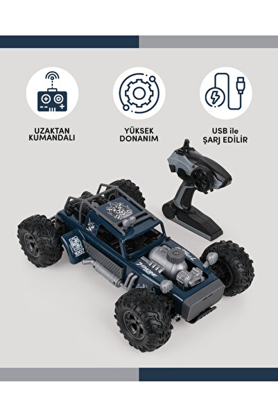 lets be child 2.4 Ghz Yüksek Hızlı Truck Araba 4 Ch Usb Şarjlı Lacivert