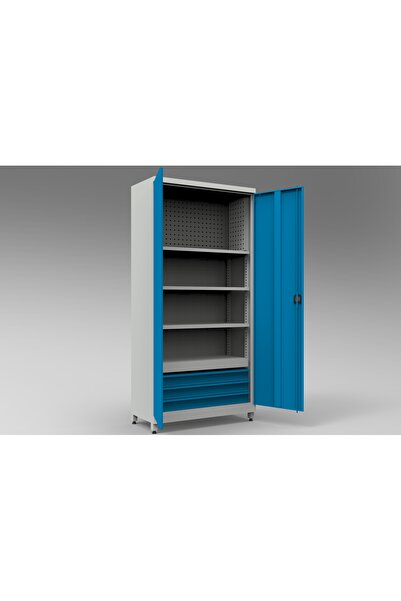 IŞIN ÇELİK EŞYA 3 ÇEKMECELİ-3 RAFLI PANOLU MALZEME DOLABI