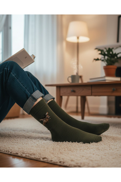 CLEWEAR Erkek Geyik Desenli Soket Çorap
