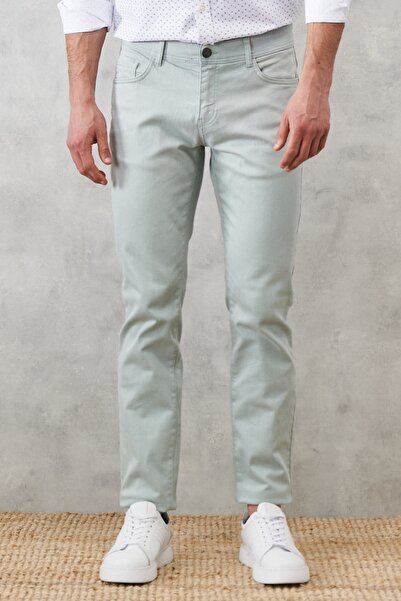 ALTINYILDIZ CLASSICS Мъжки панталони в цвят водно зелено, без гънки, с 360-гр...