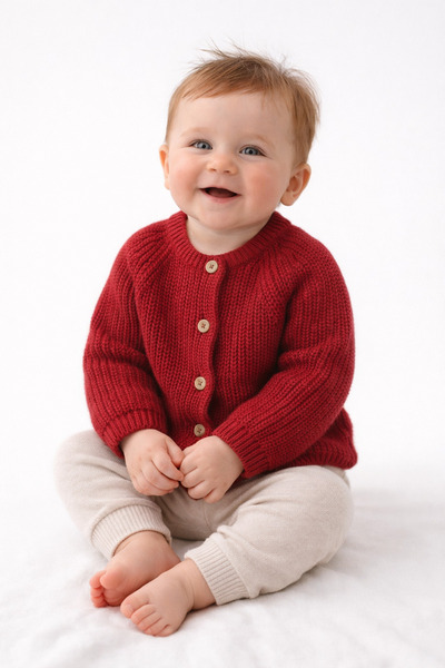 Minora Triko Selanik Örgü Bebek Hırka KIRMIZI