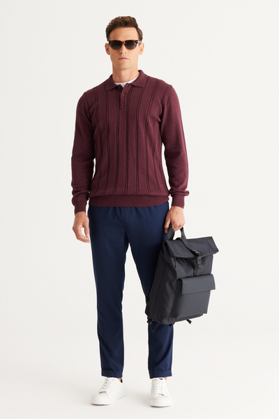 AC&Co / Altınyıldız Classics Męskie granatowe spodnie joggerowe z bocznymi ki...