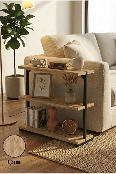 Euromob 3 Raflı Dekoratif Ve Kullanışlı Çam Yan Sehpa