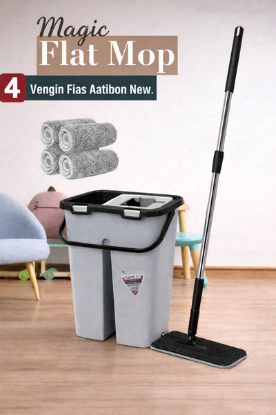 FRENZIEHOME Magic Flat Tablet Mop Ev Ofis Yer Duvar Silme Temizlik Kova Seti ...
