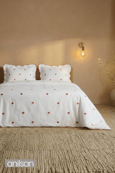 Anılsan Set de lenjerie de pat dublu simplu Ranforce EMILY - alb bumbac 100%