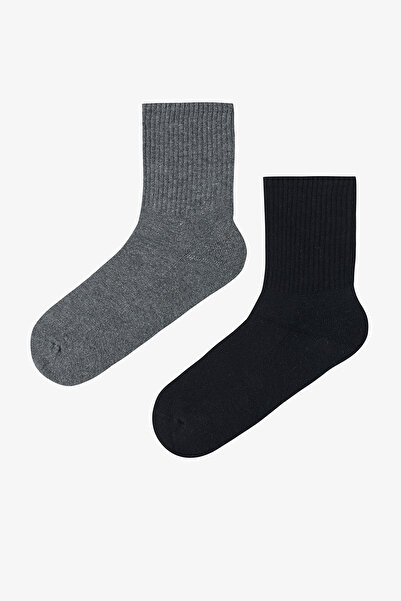 Penti Siyah Gri Towel Tennis 2li Soket Çorap