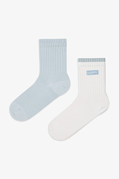 Penti 2 Çift Pamuklu Happy Dokuma Etiketli Soket Çorap