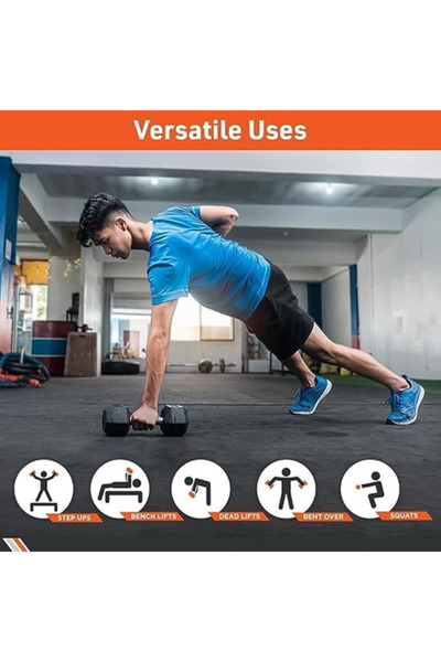 Generic 27.5KG Rubber Hex Dumbbells PAIR with Chrome Handle – Anti-Roll Weights for Home Gym Training