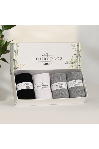 FOURSOLOS Erkek İz Yapmayan Bambu Çorap – Nefes Alabilir, Yumuşak, 4 Çift Set...