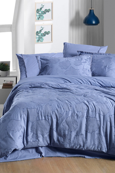 Sarev طقم غطاء لحاف برادو بلو كينج مقاس كبير 100% قطن مريح