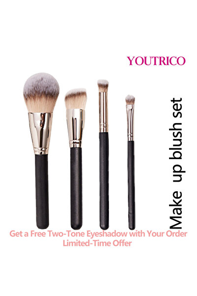 Youtrico مجموعة فرش مكياج مكونة من 4 قطع (أحمر الخدود، كريم الأساس، ظلال العي...