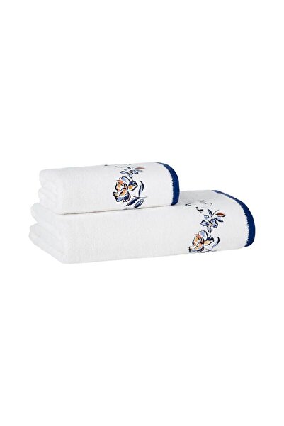 Sarev Fıora Navy Blue 100% Cotton Towel - 80*150