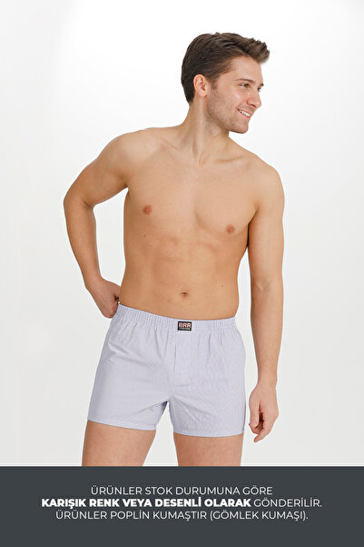 BRR İç Giyim Karışık Renk Erkek 6’lı Paket Poplin Boxer Şort