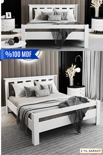 Ninnimo Still 160x200 YATAK UYUMLU Çift Kişilik Beyaz Parlak Mdf Çocuk Genç Y...