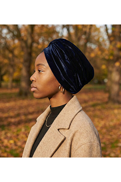 fidan bone Turban instantanee din catifea, albastru închis, pentru hijab, pot...