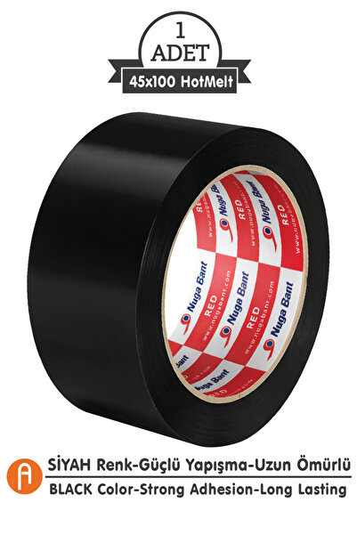 Nuga Bant Siyah Hotmelt Yapışkanlı Koli Bandı 45x100 - Güçlü, Dayanıklı Ve Hı...